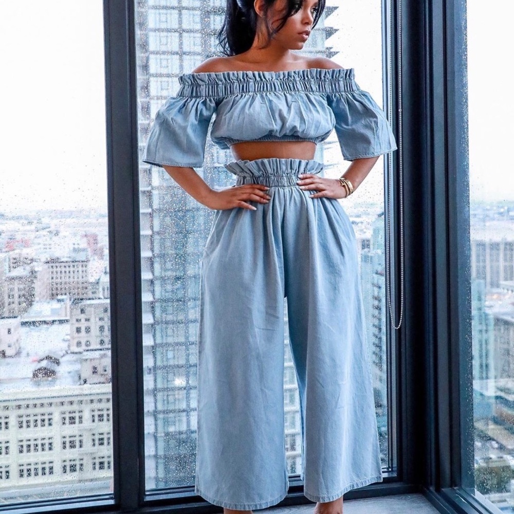 2 piece denim outfit